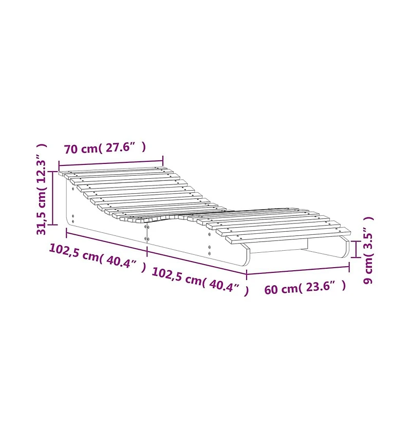 Sun Lounger Natural wood Solid Douglas wood 80.7 x 27.6 x 12.4 in