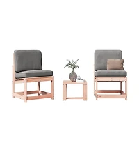 Garden Lounge Set Natural Solid Douglas Fir wood Medium Durable