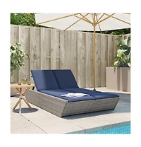 Patio Double Sun Lounger Gray Pe Rattan Double