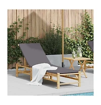 vidaXL Sun Lounger Bamboo, Dark Grey Bamboo, 100% polyester Large