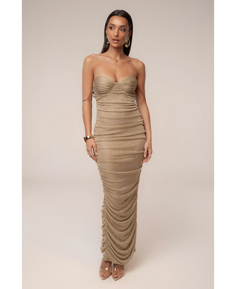 Jluxlabel Women's Ruched Metallic Maxi Dress