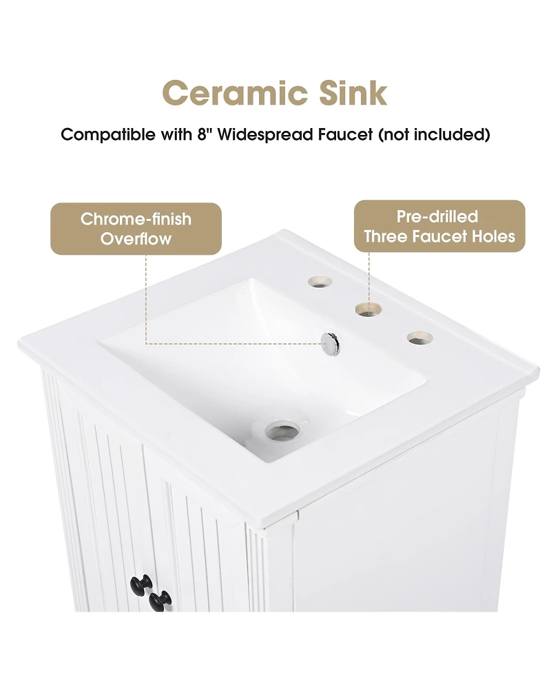 Bathroom Vanity with Sink Bathroom Cabinet A Drawer White