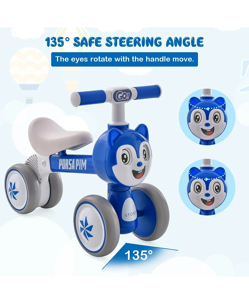 Baby Balance Bike No Pedal Lightweight Infant 4 Wheels Baby Bicycle