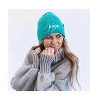 Women's Embroidered Hope Beanie - Teal