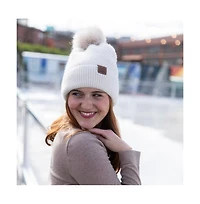 Women's Pom Pom Beanie - Tan