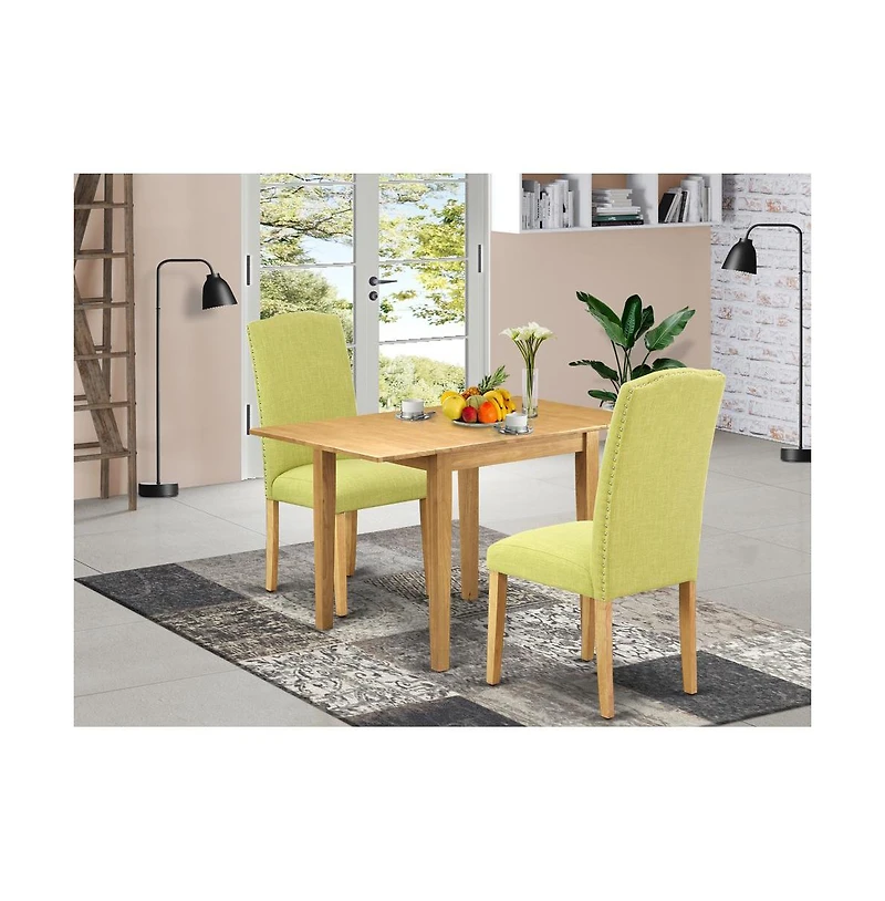 East West Furniture Dining Room Set Oak, NDEN3-oak-07