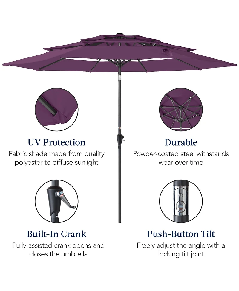 Best Choice Products 10ft 3-Tier Patio Umbrella, Market Sun Shade w/ Tilt Adjustment