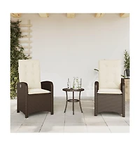Reclining Garden Chair Set of 2 Brown Pe rattan Standard