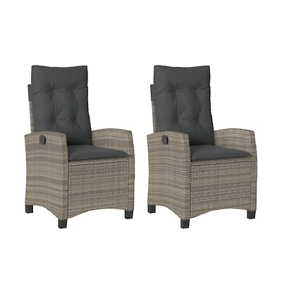 Reclining Garden Chair Set of 2 Grey Pe rattan Standard