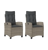 Reclining Garden Chair Set of 2 Grey Pe rattan Standard