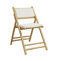 Bistro Chair Set of 2 Cream white Bamboo Standard Foldable