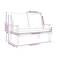 Garden Sofa Bench Cream White, Natural Wood