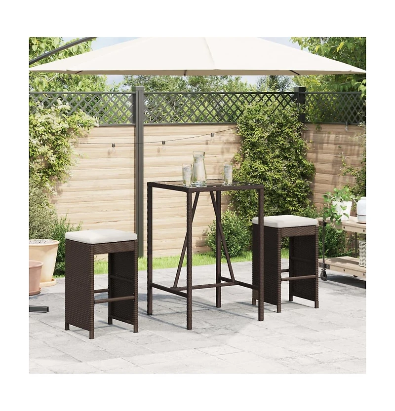 Garden Bar Stool Set of 2 Brown,Cream white