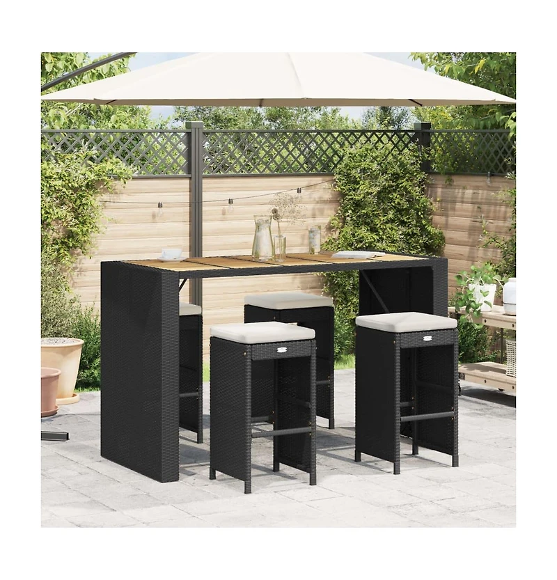Garden Bar Stool Set of 4 Black, Cream