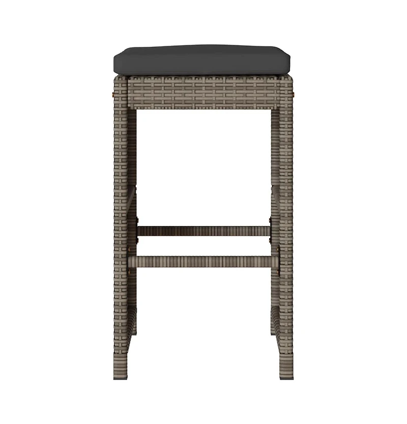 Garden Bar Stool Set of 4 Grey Pe rattan Standard