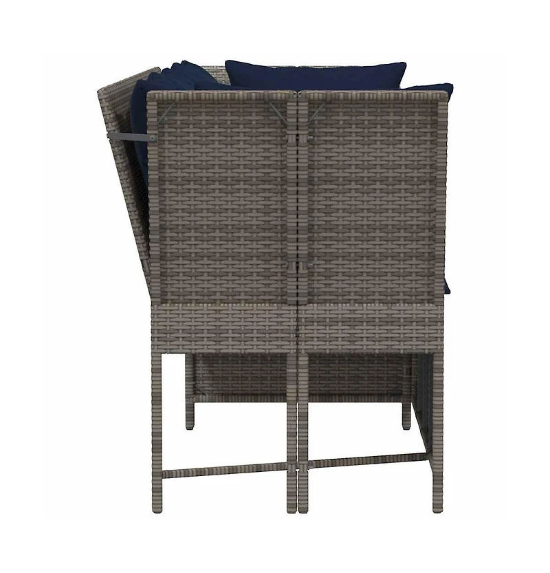 Patio Sofa with Cushions Gray Poly Rattan
