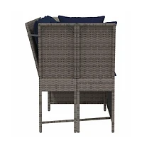 Patio Sofa with Cushions Gray Poly Rattan