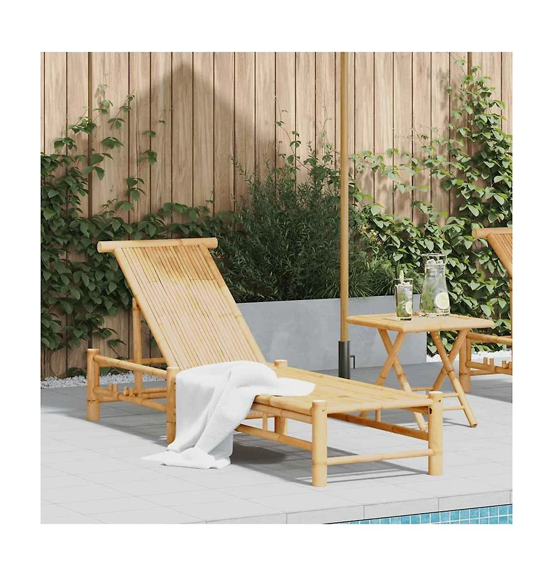 vidaXL Sun Lounger Natural bamboo Bamboo Adult-size