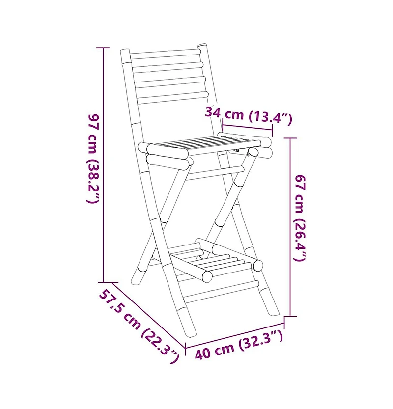 vidaXL Outdoor Bar Stool Natural Bamboo Standard Outdoor Bar Stool Size