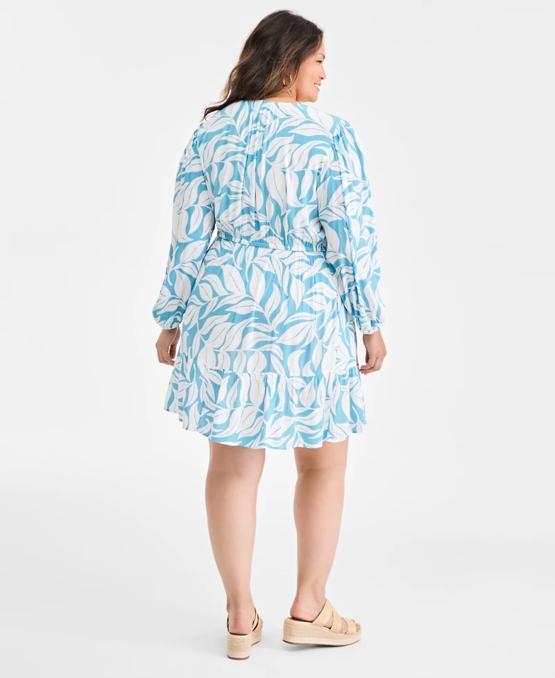 Style & Co Plus Bubble-Sleeve Fit Flare Dress, Macy's Exclusive