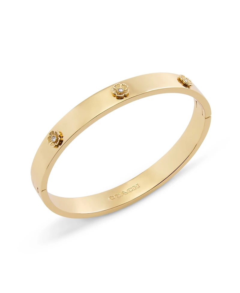 Coach Signature Faux Stone Tea Rose Enamel Bangle Boxed Bracelet