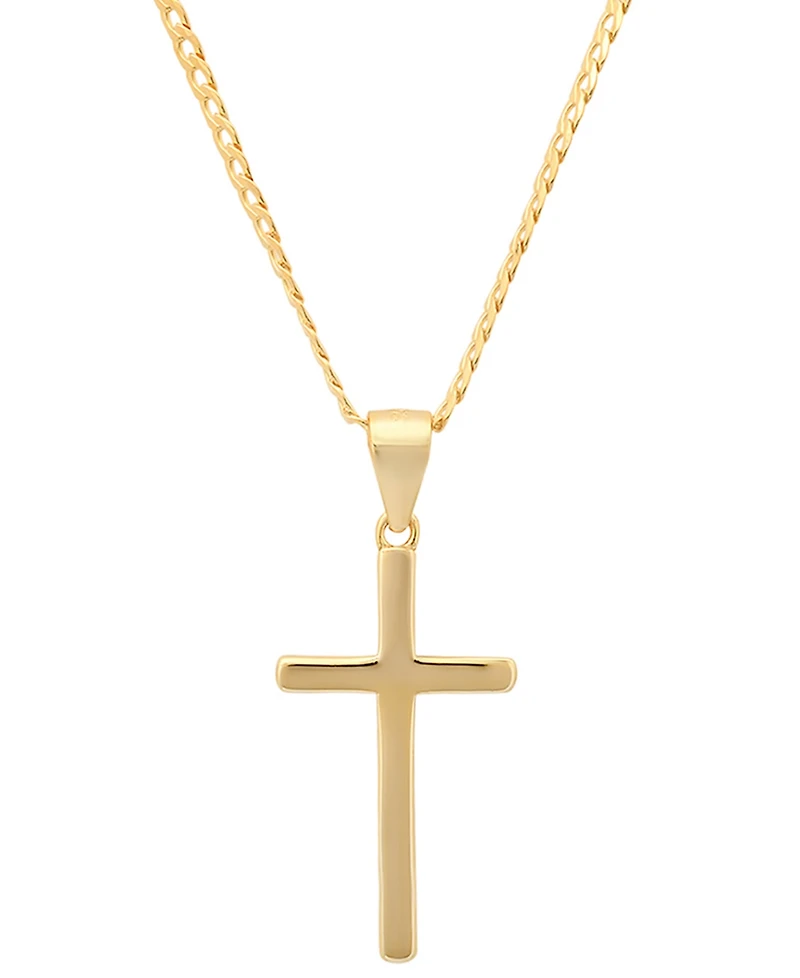Steeltime Men's 14K Gold Plated Rope Chain and Cross Pendant Necklace
