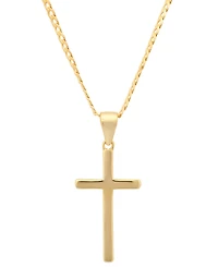Steeltime Men's 14K Gold Plated Rope Chain and Cross Pendant Necklace