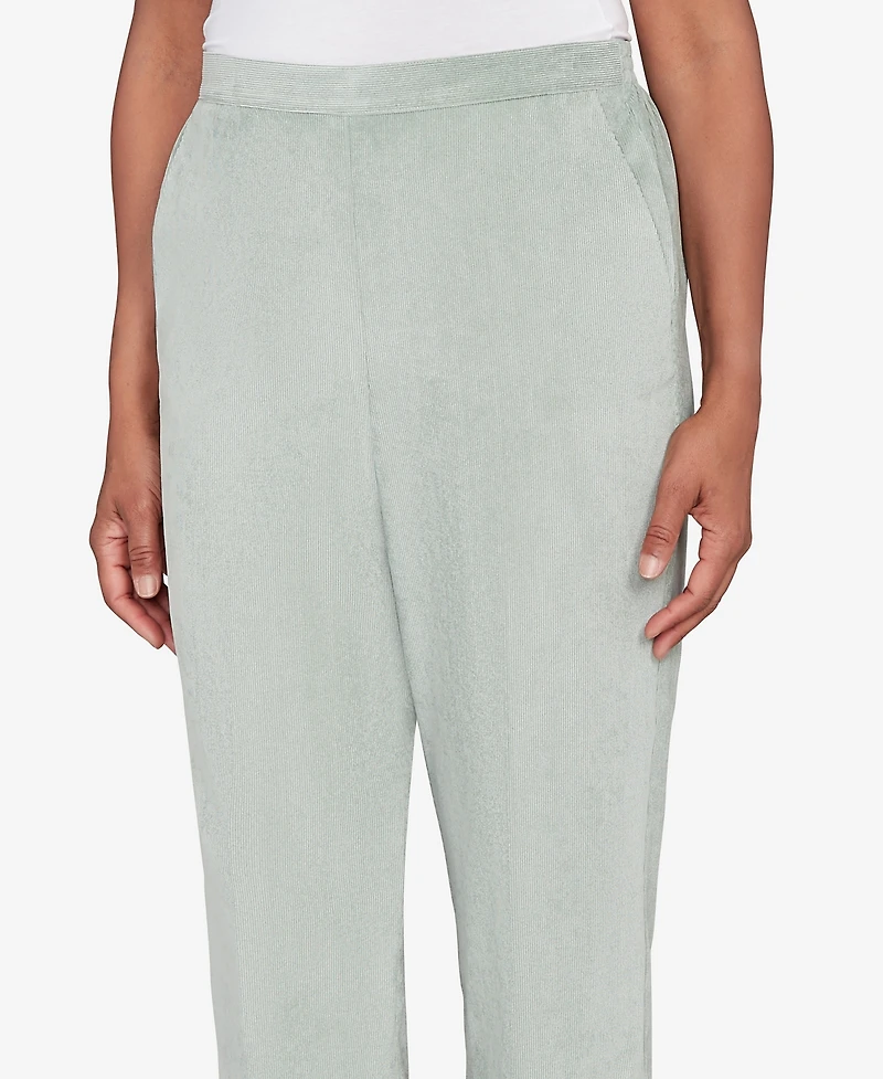 Alfred Dunner Petite Stockbridge Pull-On Corduroy Flat Front Average Length Pants