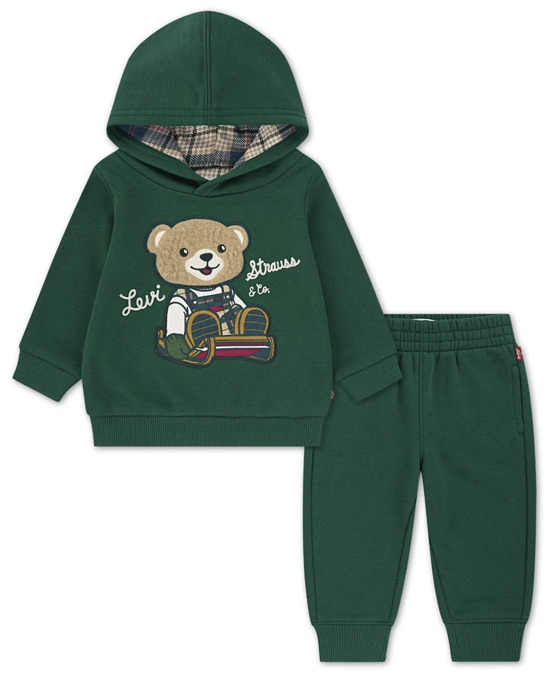 Levi's Baby Boys 2-Piece Bear Applique Hoodie and Joggers Set