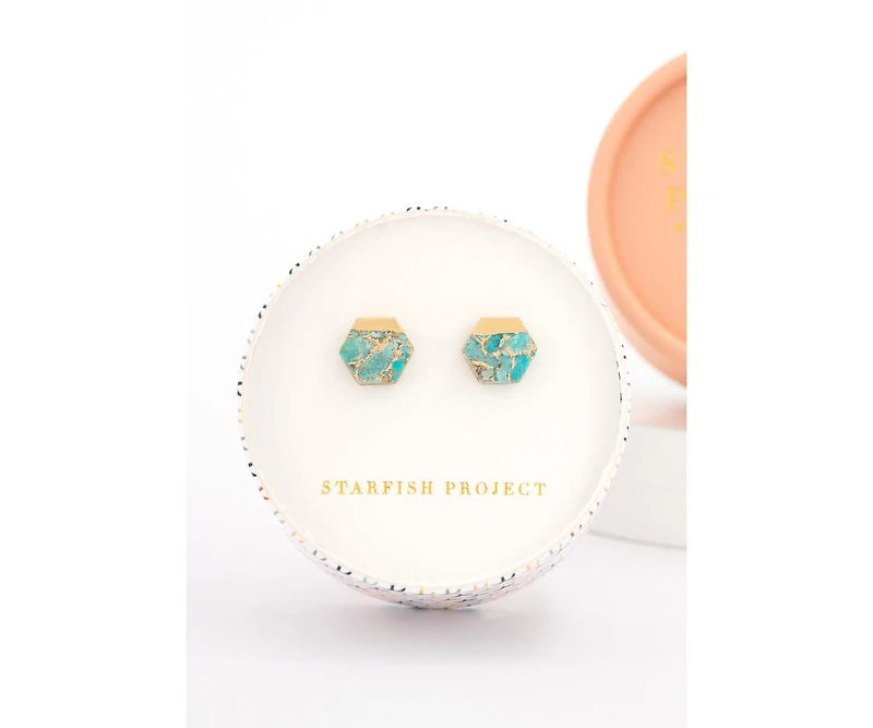 Starfish Project Oasis Turquoise and Gold Studs Earrings