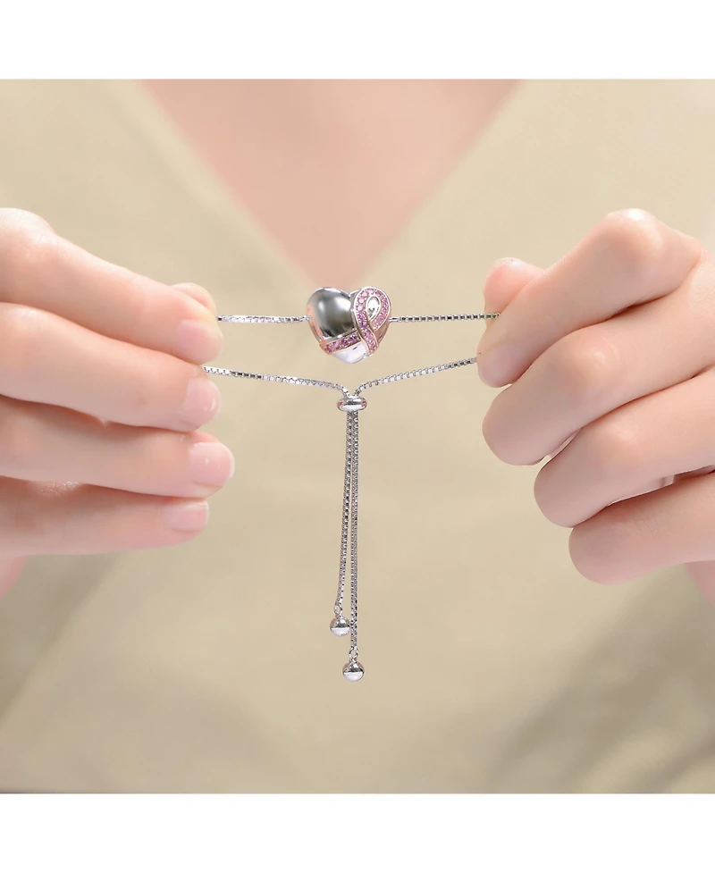 Gigi Girl Teens/Young Adults White Gold Plated with infinity Ribbon on Heart Adjustable Bracelet