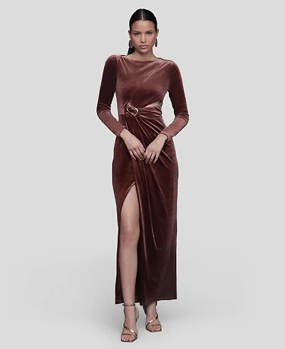Avec Les Filles Women's Asymmetric Drape Long Sleeves Maxi Dress