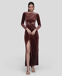 Avec Les Filles Women's Asymmetric Drape Long Sleeves Maxi Dress