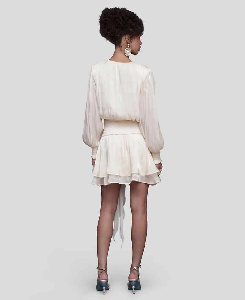 Avec Les Filles Women's Billowy Bodice Long Sleeves Mini Dress