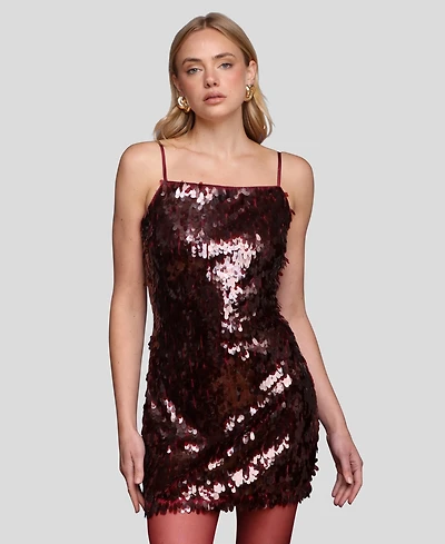 Avec Les Filles Women's Square Neck Open Back Mini Dress
