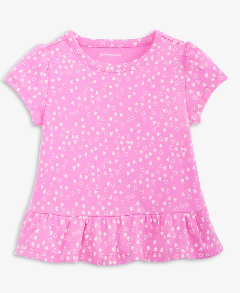 First Impressions Baby Girls Mini Hearts Short-Sleeve Cotton Top, Macy's Exclusive