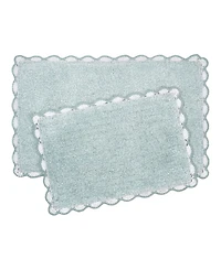 Laura Ashley Heathered Crochet Border Cotton Bath Rug Set