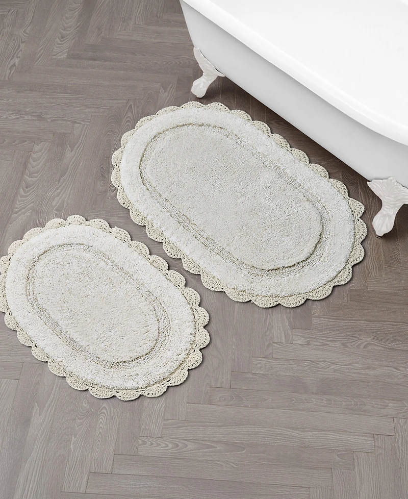 Laura Ashley Crochet Cotton Bath Rug Set