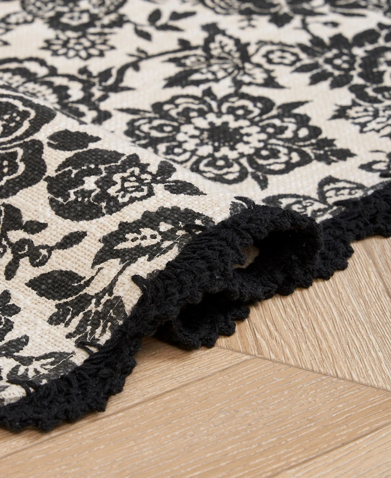 Laura Ashley Crochet Border Cotton Runner Rug