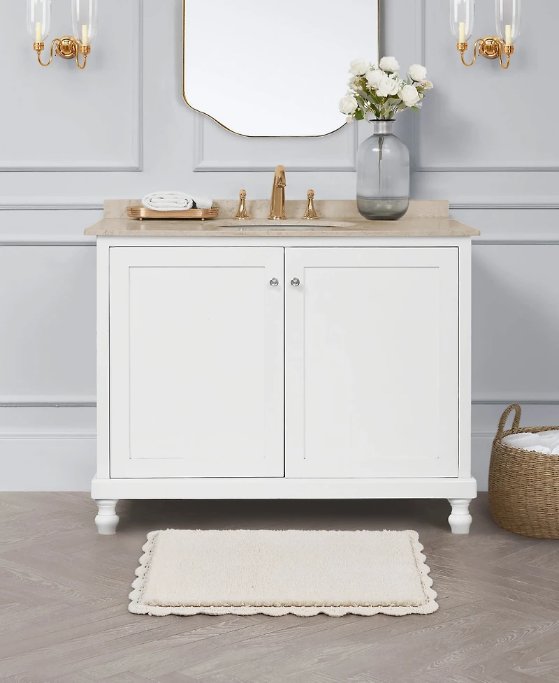 Laura Ashley Heathered Crochet Border Cotton Bath Rug