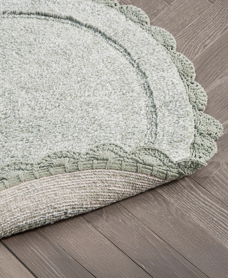 Laura Ashley Crochet Cotton Bath Rug, 26" Round