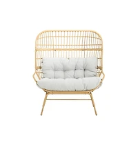 Chic Crate - Modern Light Brown Palos Outdoor Wicker Loveseat featuring Ergonomic Design for Ultimate Comfort