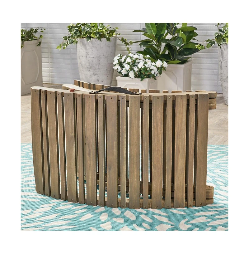 Chic Crate-lahaina Solid Wood Foldable Chaise Lounge - Beach Patio Poolside Furniture (Sage Grey)