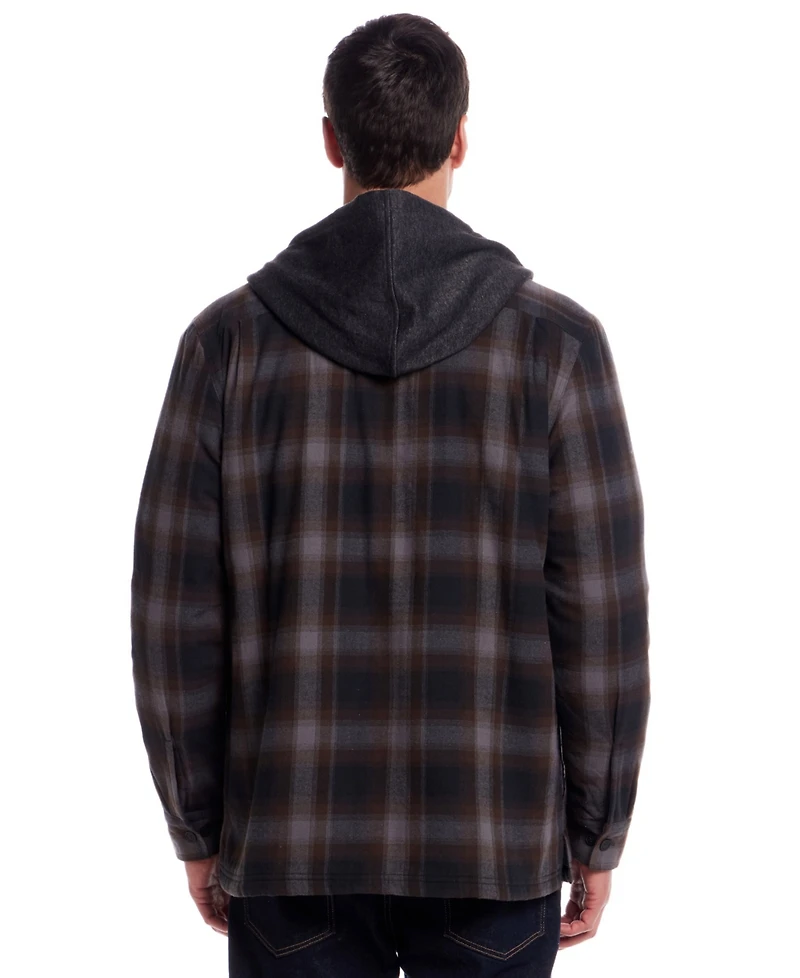 Weatherproof Vintage Men's Sherpa Lined Flannel Hooded Shirt Jacket