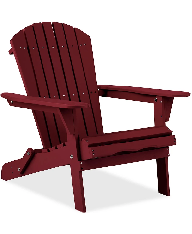 Best Choice Products Folding Adirondack Chair Outdoor, Wooden Accent Lounge Furniture w/ 350lb Capacity
