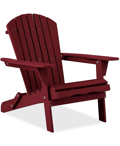 Best Choice Products Folding Adirondack Chair Outdoor, Wooden Accent Lounge Furniture w/ 350lb Capacity