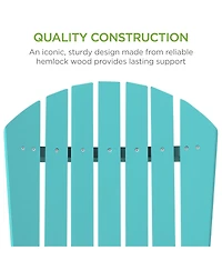 Best Choice Products Folding Adirondack Chair Outdoor, Wooden Accent Lounge Furniture w/ 350lb Capacity