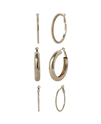 Jessica Simpson 3-Piece Textured Gold-Tone Hoop Earring Set