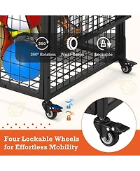 Aecojoy Ball Cart Storage, Rolling Basketball Bin with Wheels for Garage, School, Gym, Sports Equipment and Toy Organizer