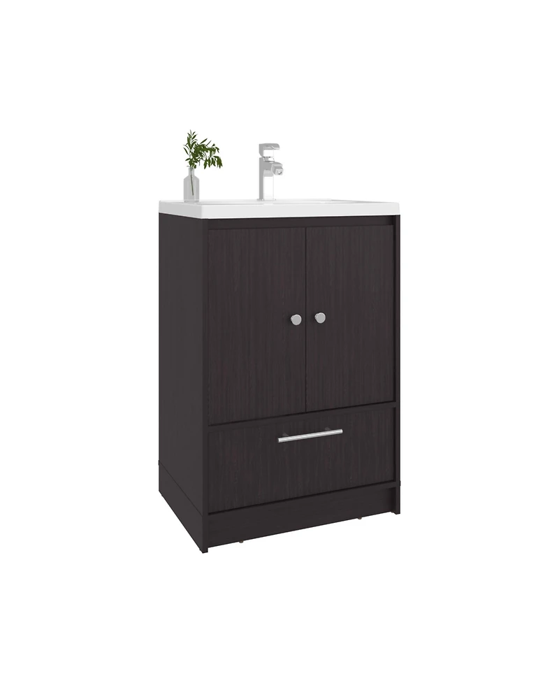 Olney Bathroom Vanity, 2 Doors, 1 Drawer, Black Wengue